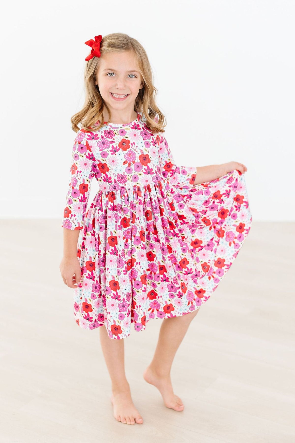 a girl in a dress