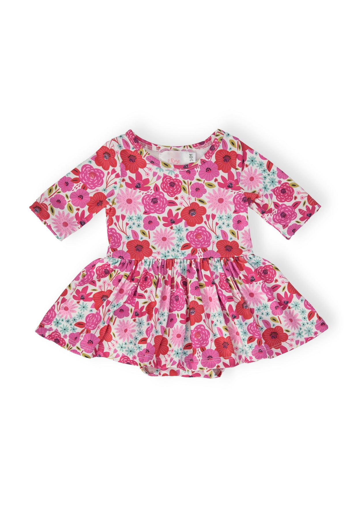 a pink and red dress with flowers