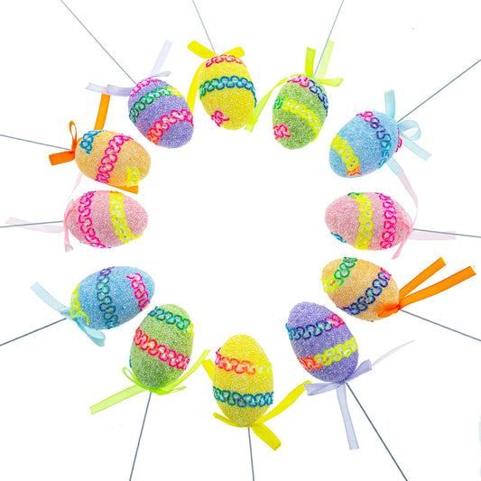 a group of colorful eggs