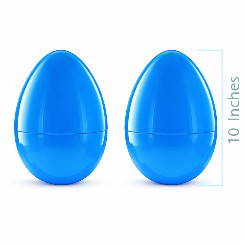 Set of 2 Blue Giant Jumbo Large Size Fillable Plastic Easter Eggs 10 Inches