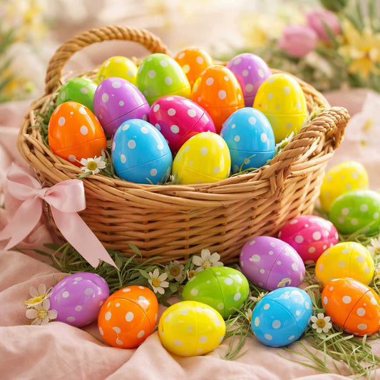 Set of 24 Polka Dot Plastic Easter Eggs