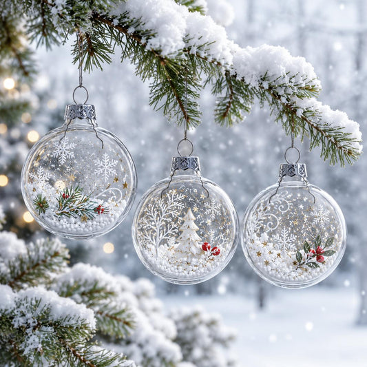 Set of 3 Clear Glass Ball Ornament 2.5