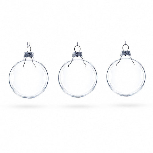 Set of 3 Clear Glass Ball Ornament 2.5