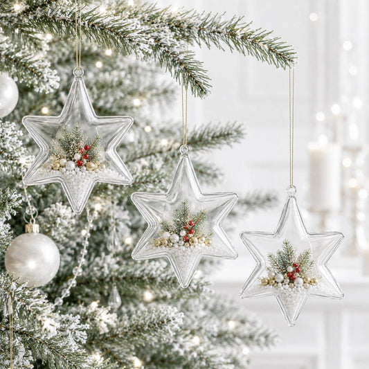 Set of 3 Clear Plastic Hexagon Ornaments 4 Inches