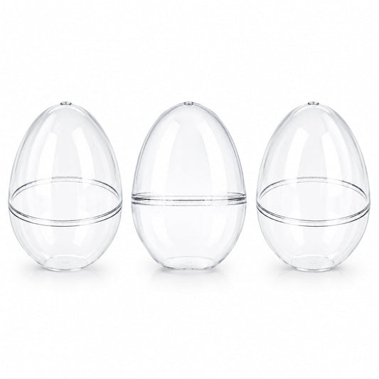 Set of 3 Clear Plastic Standing Egg Ornaments 3.58 Inches (91 mm)