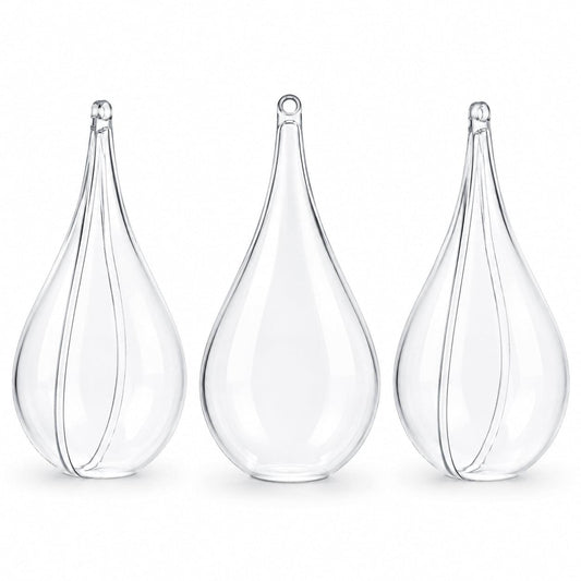 Set of 3 Clear Plastic Waterdrop Ornaments 4.3 Inches (109 mm)