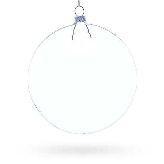 Set of 3 Flat Disc Clear Glass Christmas Ornaments 5.4 Inches
