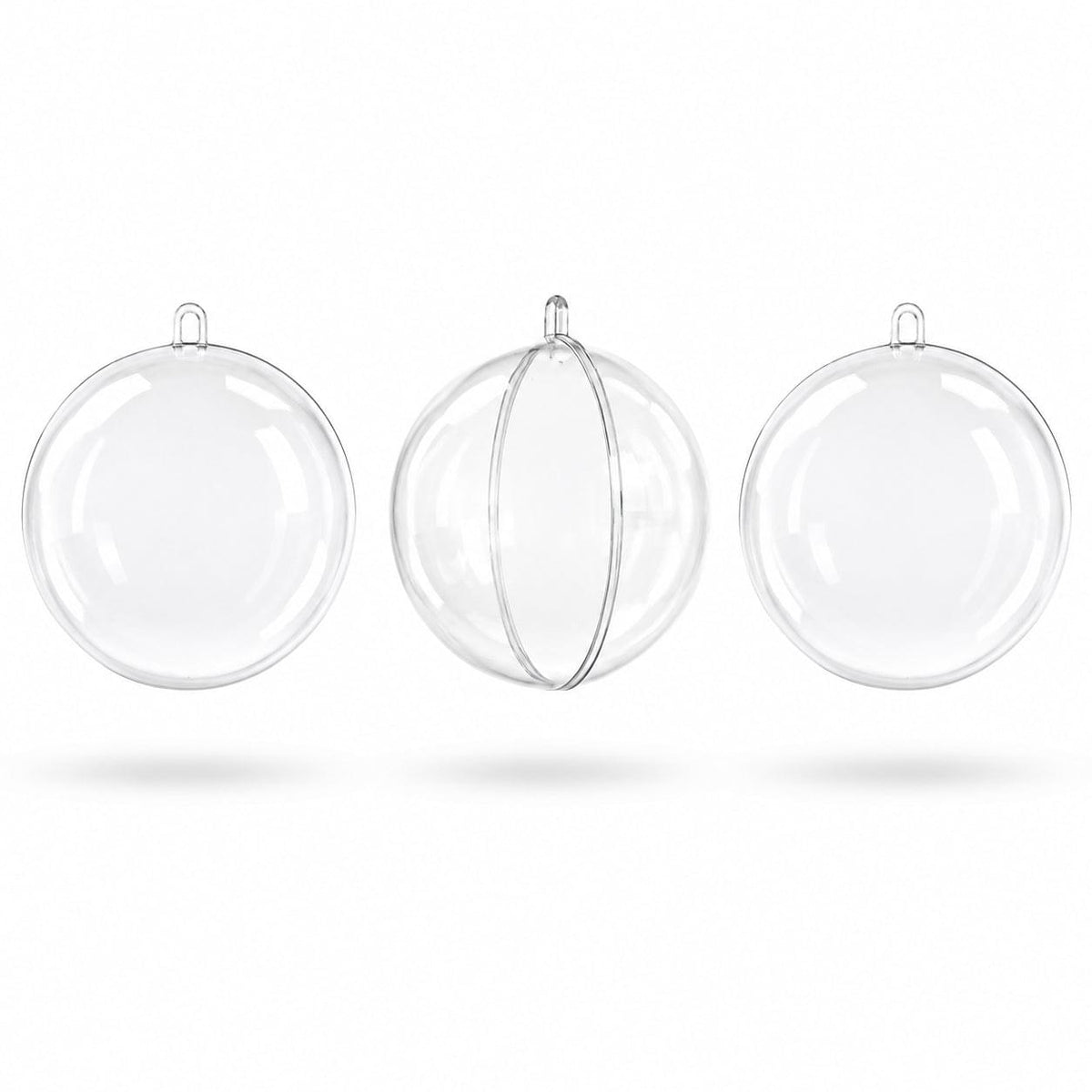Set of 3 Openable Fillable Clear Plastic Ball Christmas Ornaments DIY Craft 4 Inches
