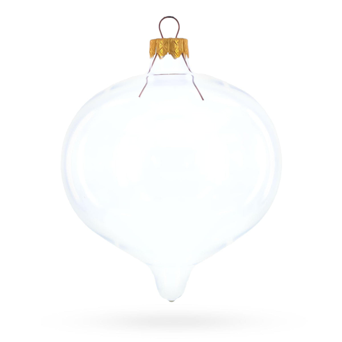 Set of 4 Pointed Onion-Shape Finial Clear Glass Christmas Ornaments
