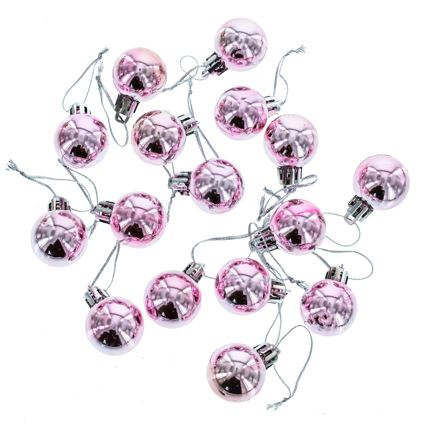 Set of 40 Pink Mini Ball Plastic Christmas Ornaments