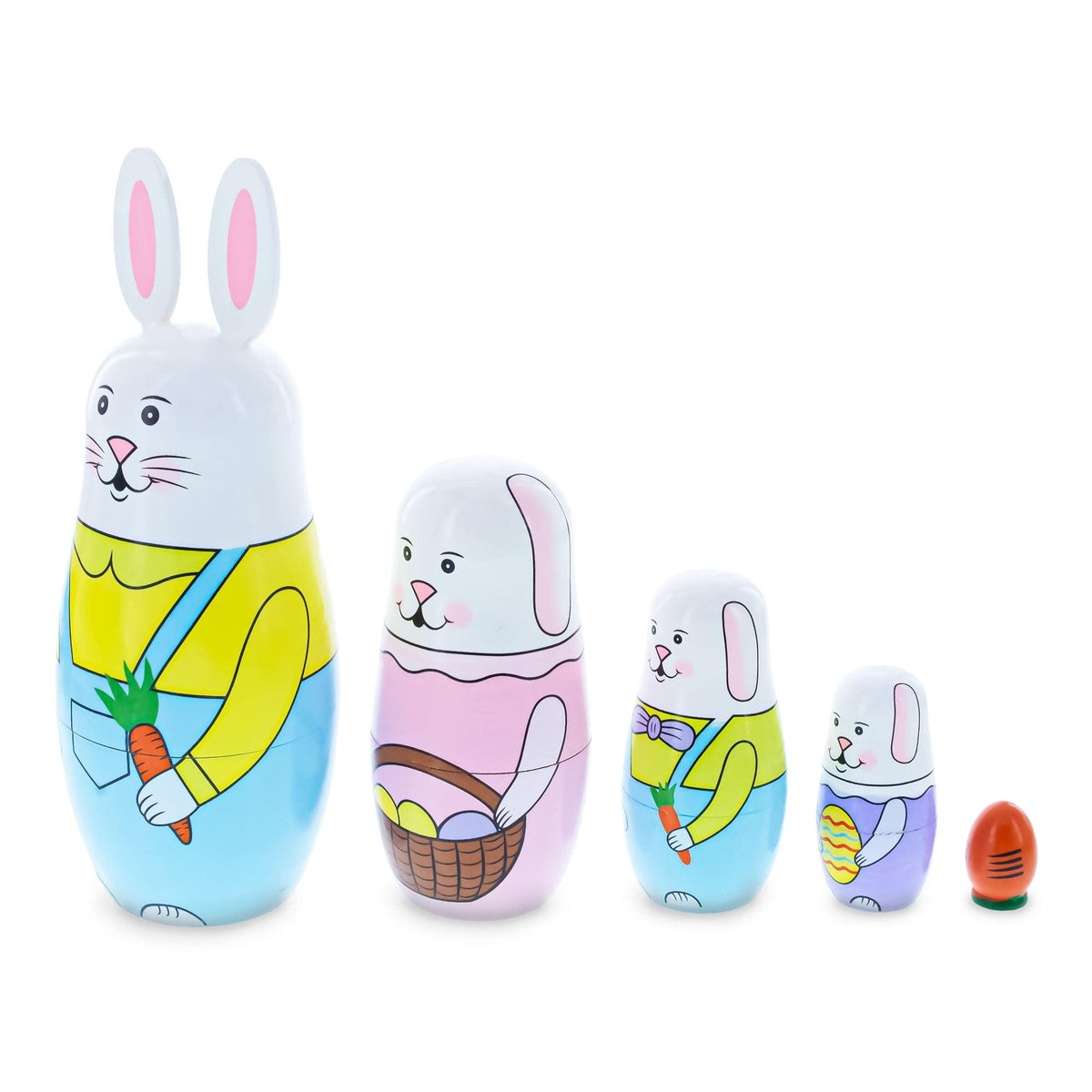 a group of bunnies with eggs and carrots