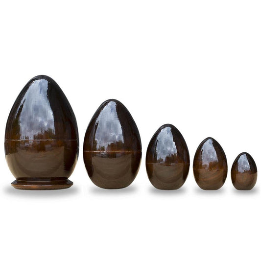Set of 5 Orthodox Icons Egg Shape Wooden Nesting Dolls 6.5 Inches