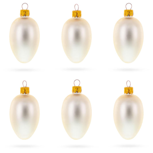 Set of 6 Champagne Mini Glass Egg Ornaments 2.9 Inches