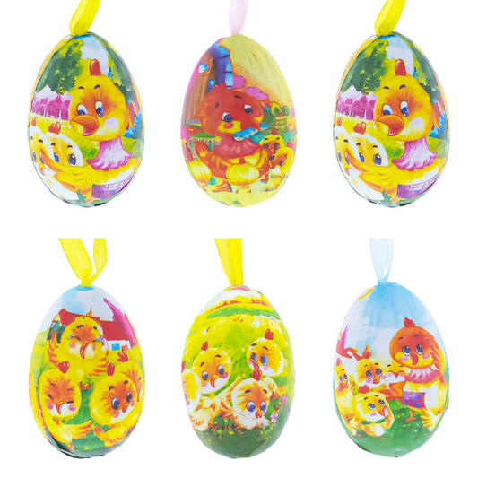 a group of eggs with pictures of animals on them