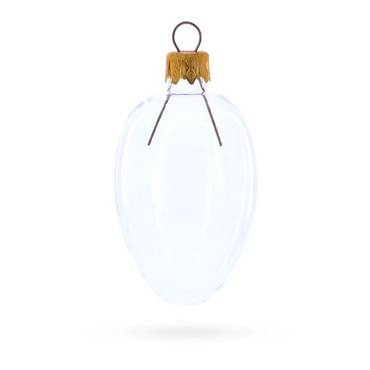 Set of 6 Clear Mini Glass Egg Ornaments 2.9 Inches