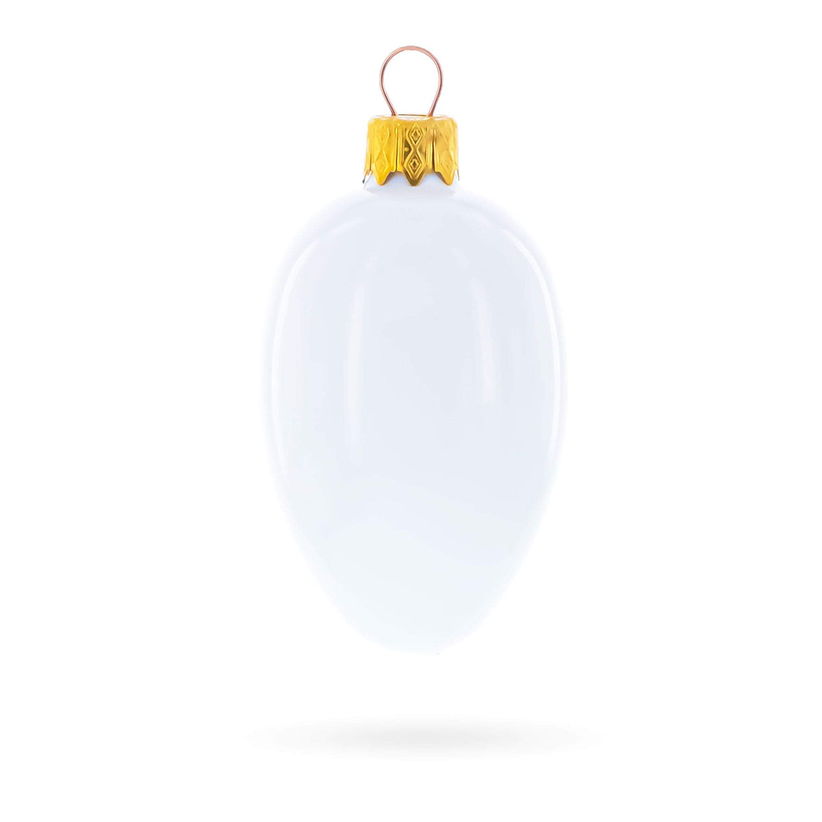 Set of 6 Glossy White Mini Glass Egg Ornaments 2.9 Inches