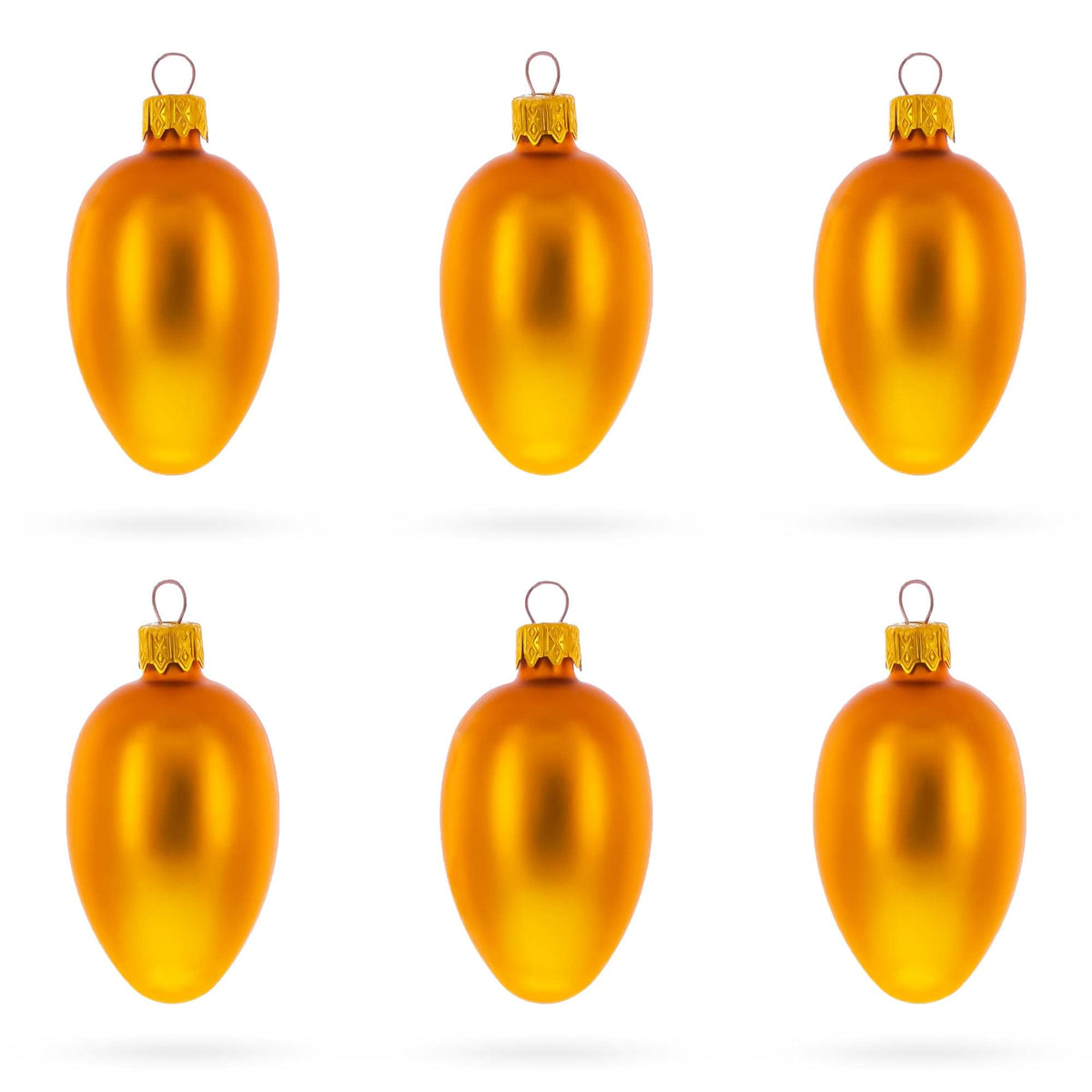 Set of 6 Matte Gold Mini Glass Egg Ornaments 2.9 Inches