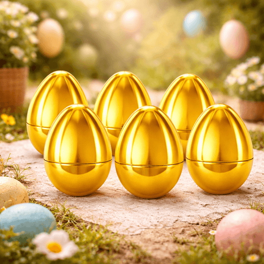 a group of gold eggs on a stone