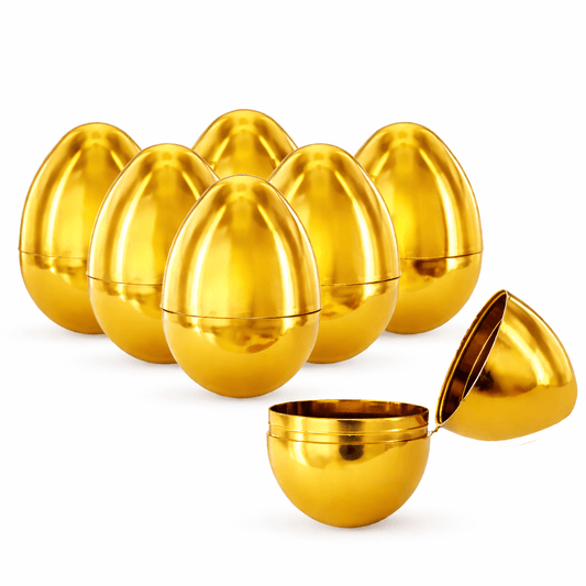 a group of gold eggs