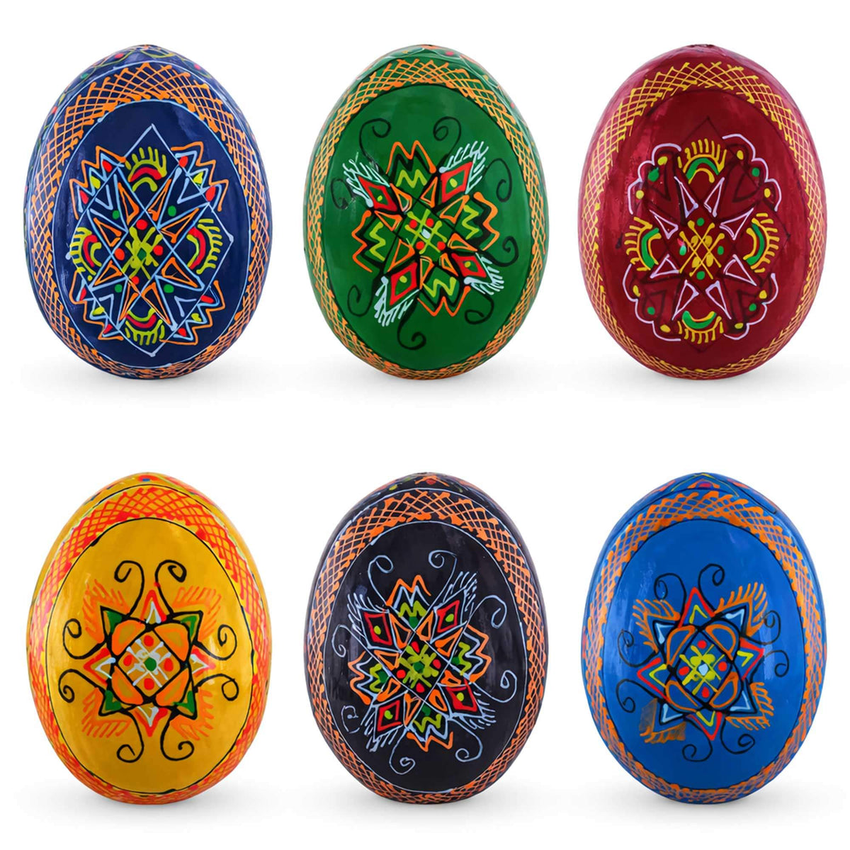 a group of painted eggs