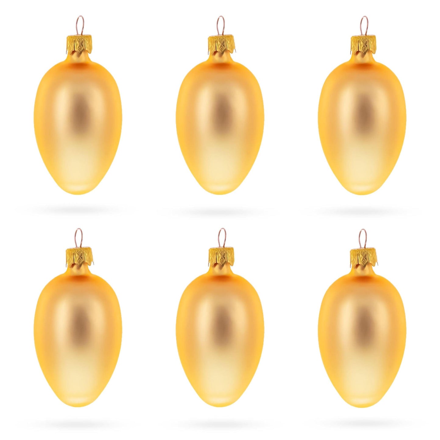 Set of 6 Rose Gold Mini Glass Egg Ornaments 2.9 Inches