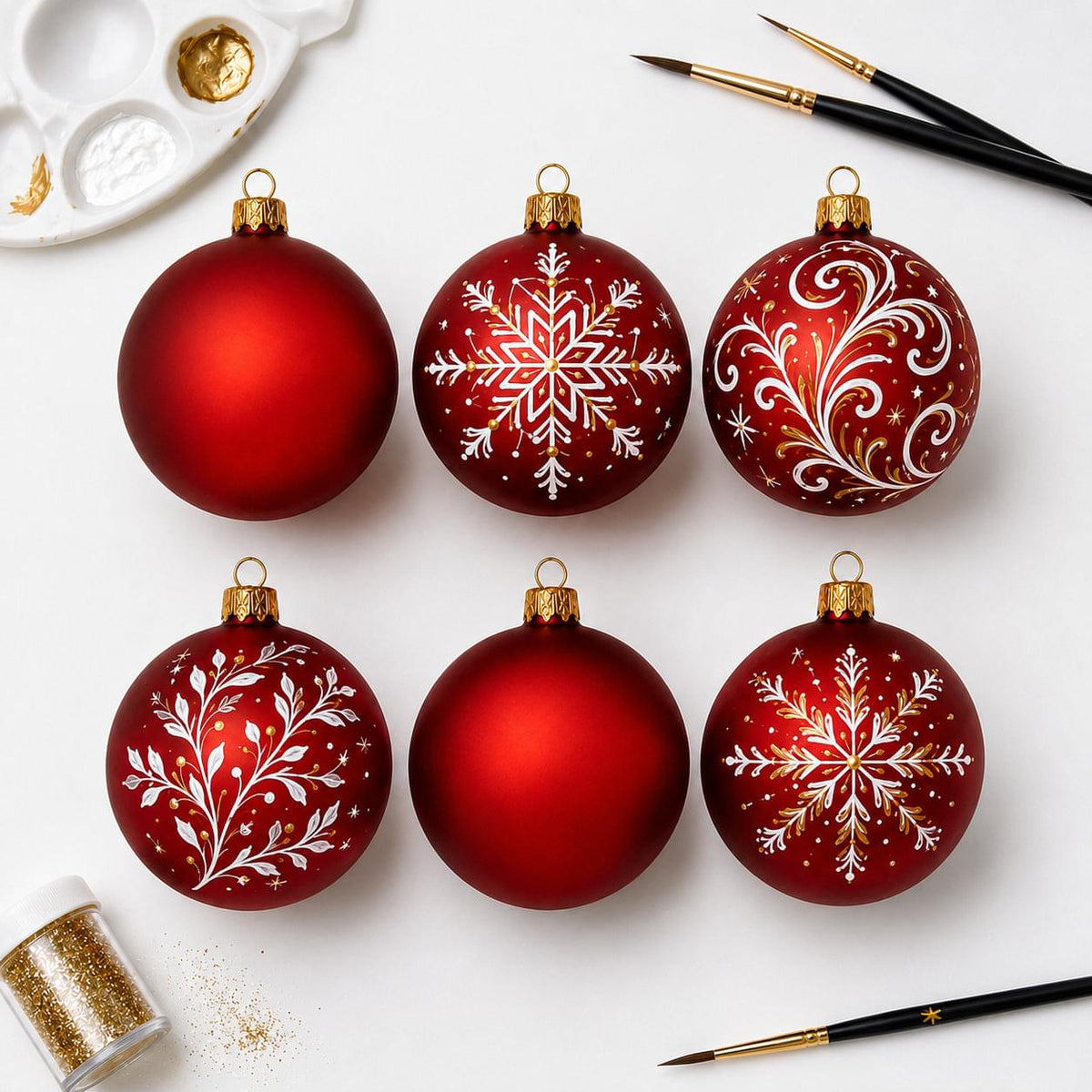 Set of 6 Translucent Red Glass Ball Christmas Ornaments 3.25 Inches