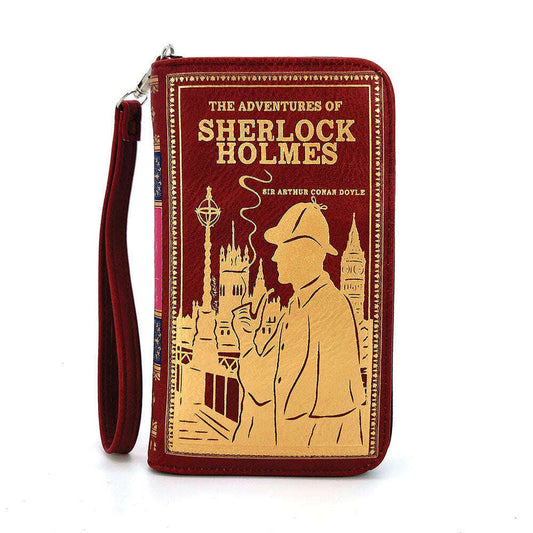 a red and gold book case
