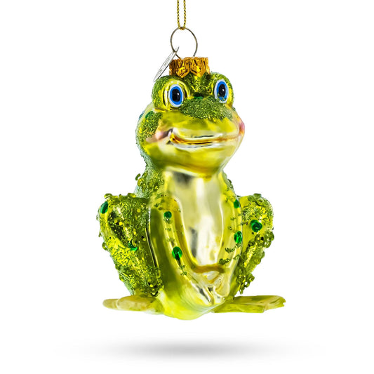 Shimmering Frog Glass Christmas Ornament