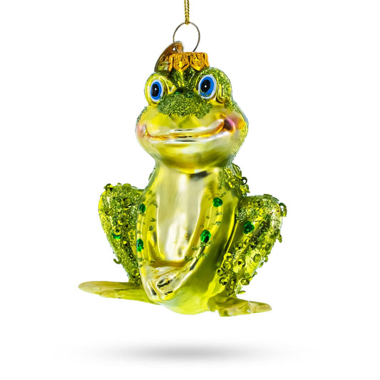 Shimmering Frog Glass Christmas Ornament
