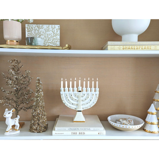 Shimmering Stars Menorah with 22K Gold Accents and Optional Monogram