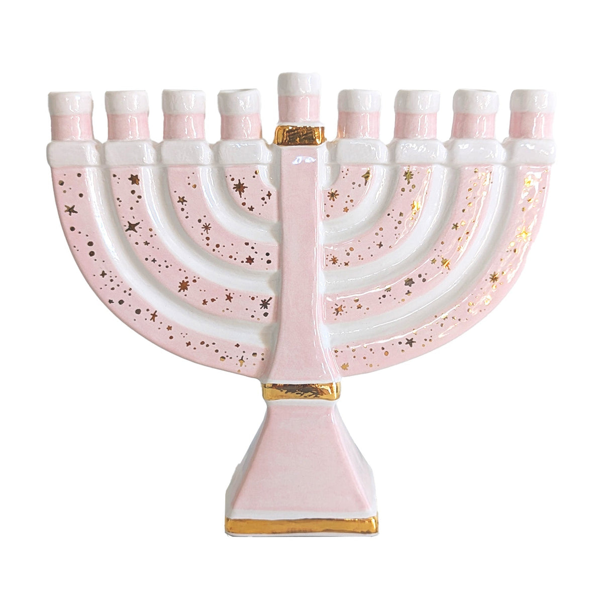 Shimmering Stars Menorah with 22K Gold Accents and Optional Monogram