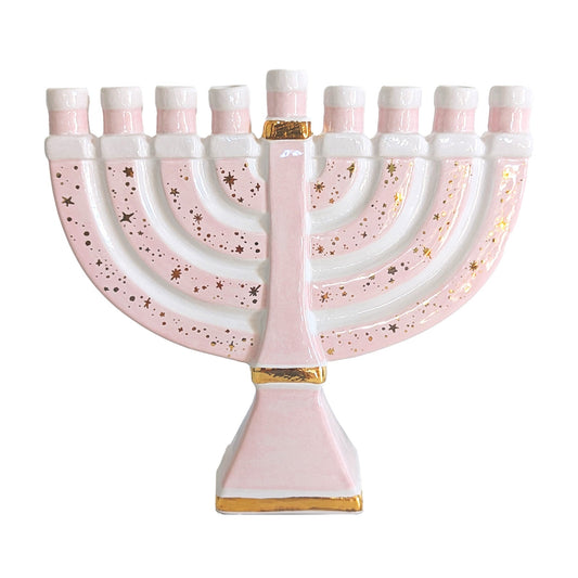 Shimmering Stars Menorah with 22K Gold Accents and Optional Monogram