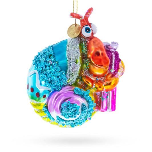 Shrimp with Gifts Glass Christmas Ornament