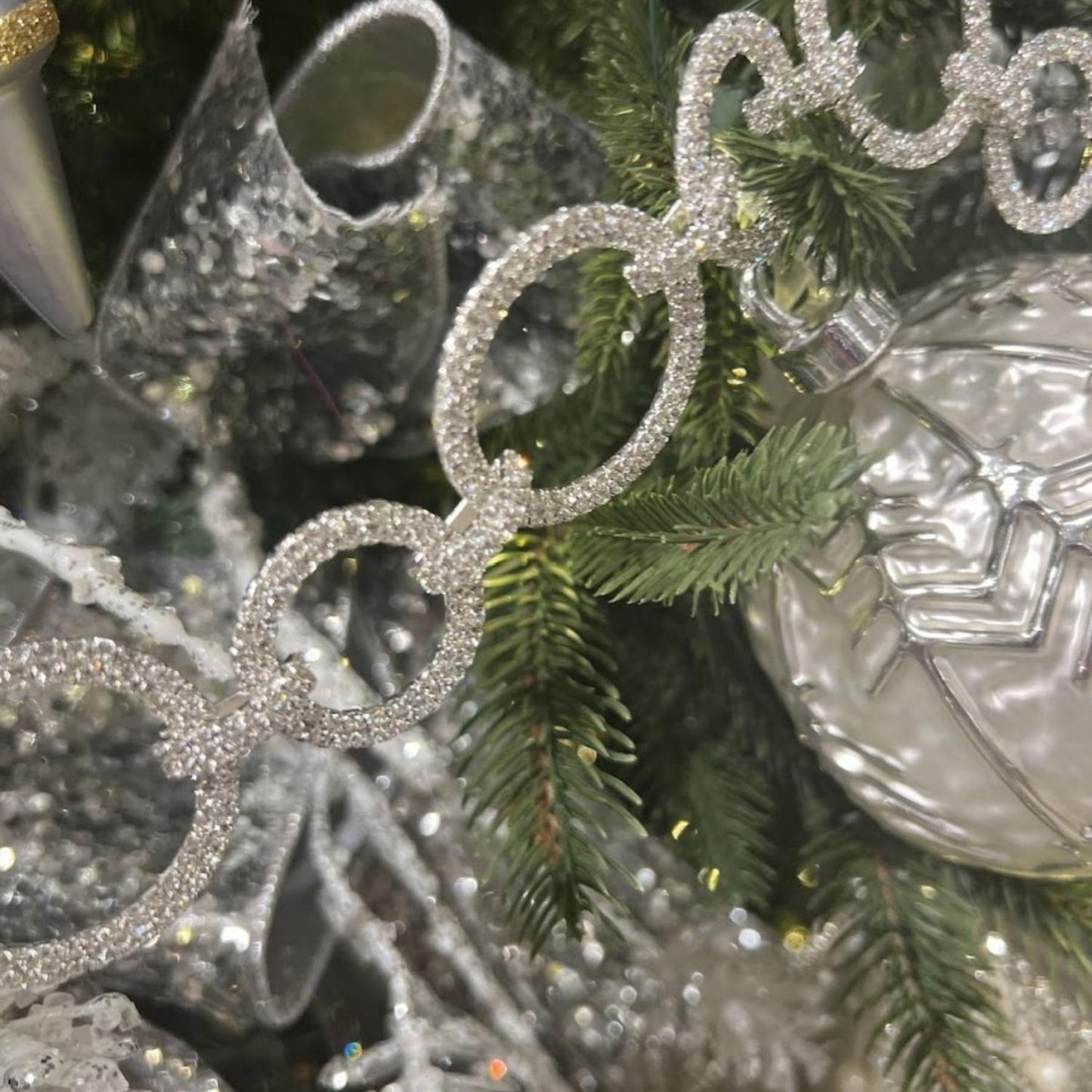 Silver Crystal Circle Christmas Garland, 36"