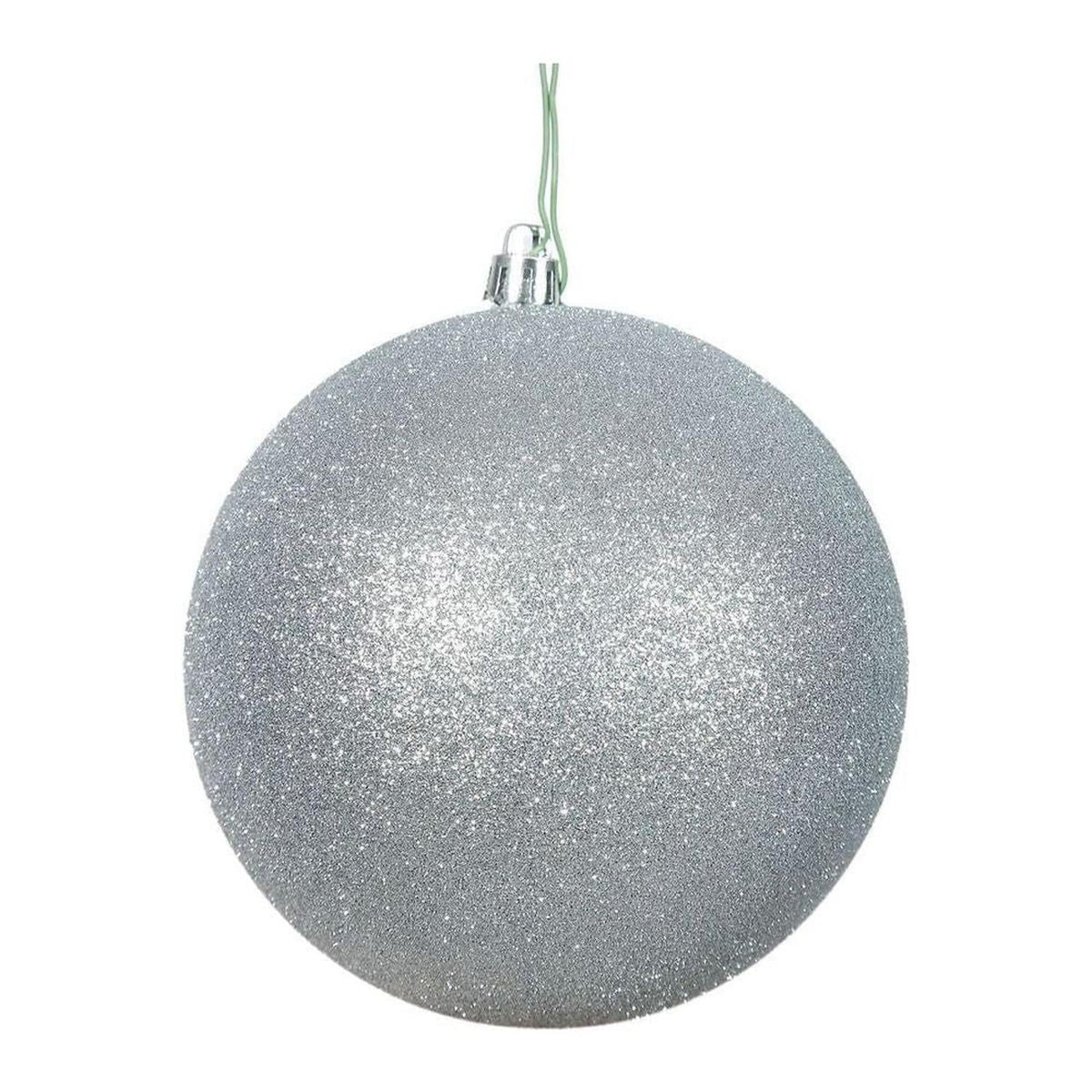 Silver Glitter Ball Christmas Ornaments (6 pack)