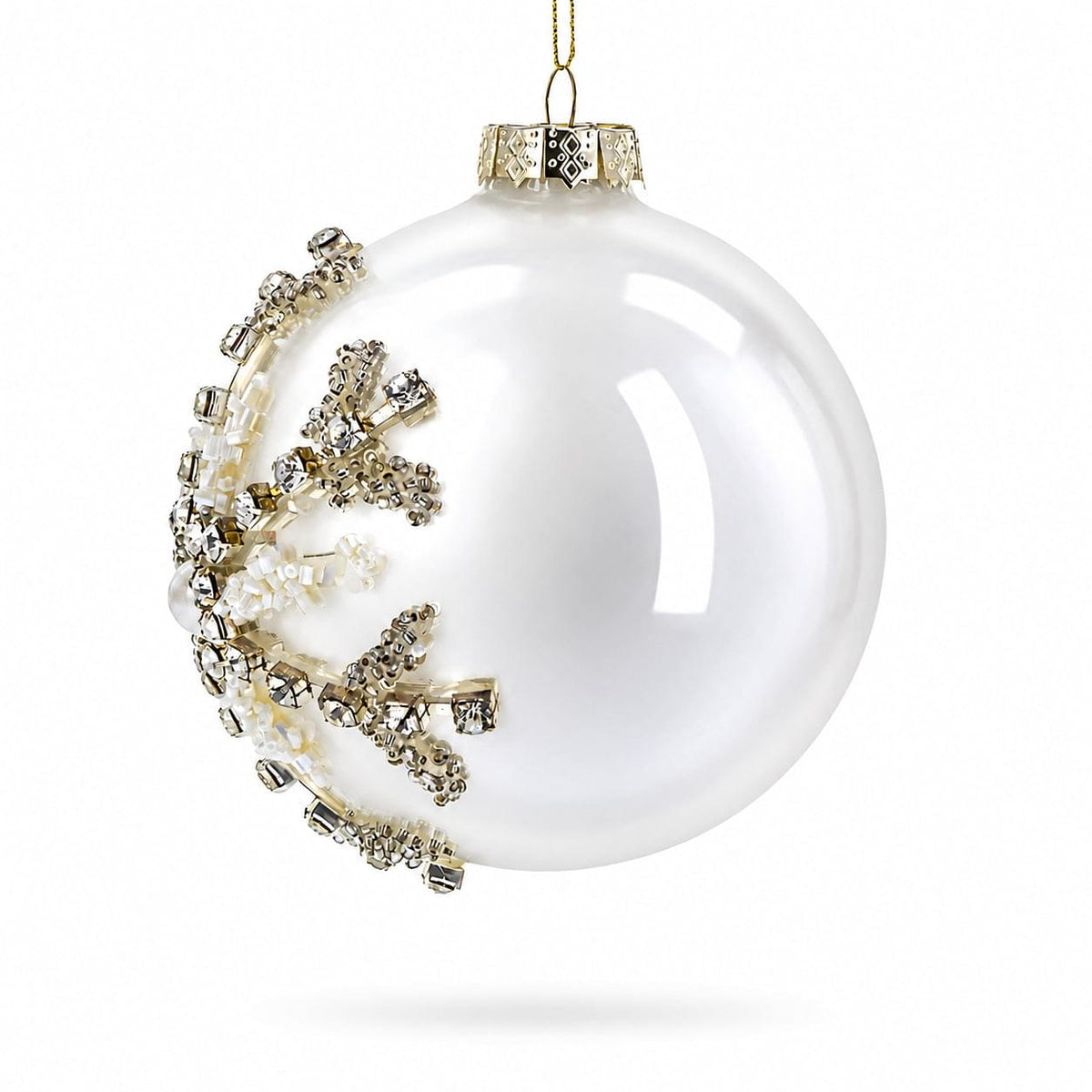 Silver Glitter Snowflake Glass Ball Christmas Ornament