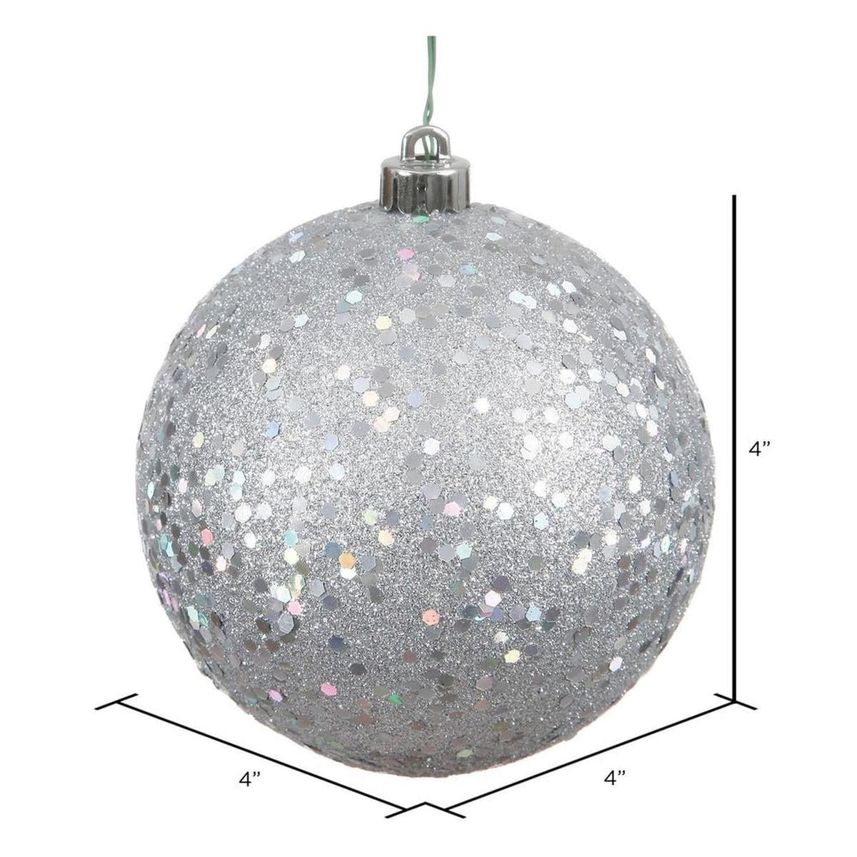 Silver Sequin Ball Christmas Ornament (6 pack)