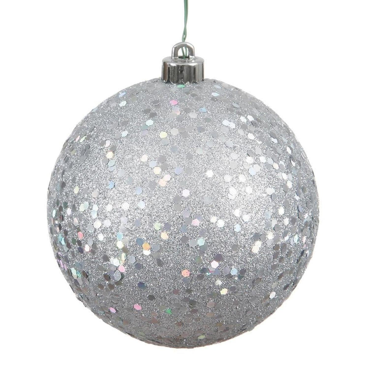 Silver Sequin Ball Christmas Ornament (6 pack)