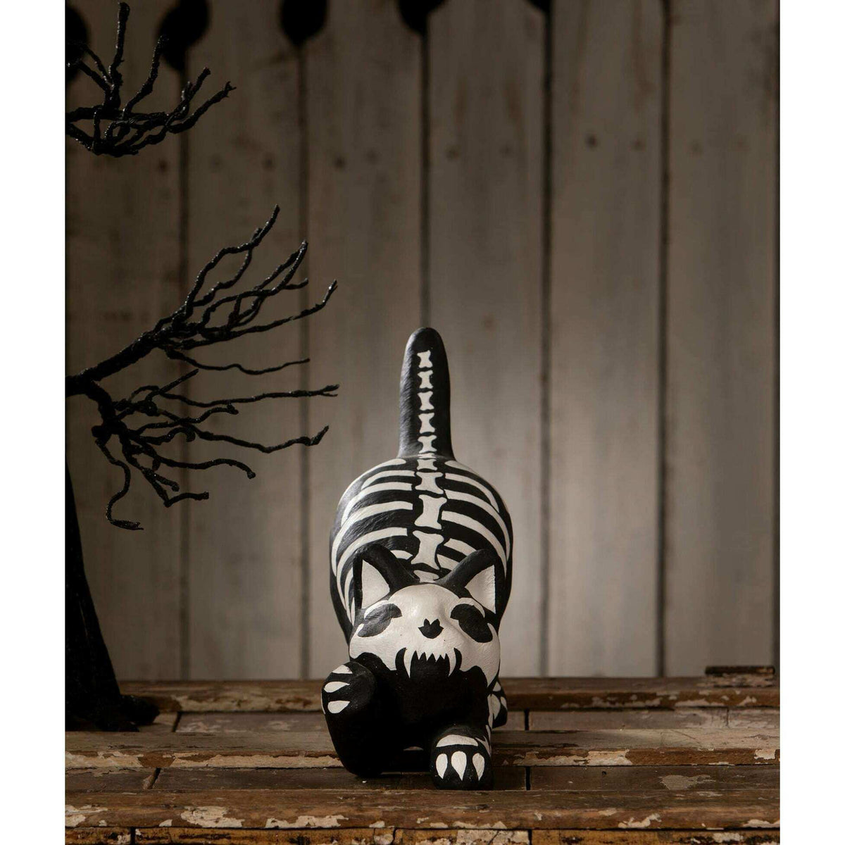 Skeleton Paper Mache Cat | Halloween Decor | Bethany Lowe