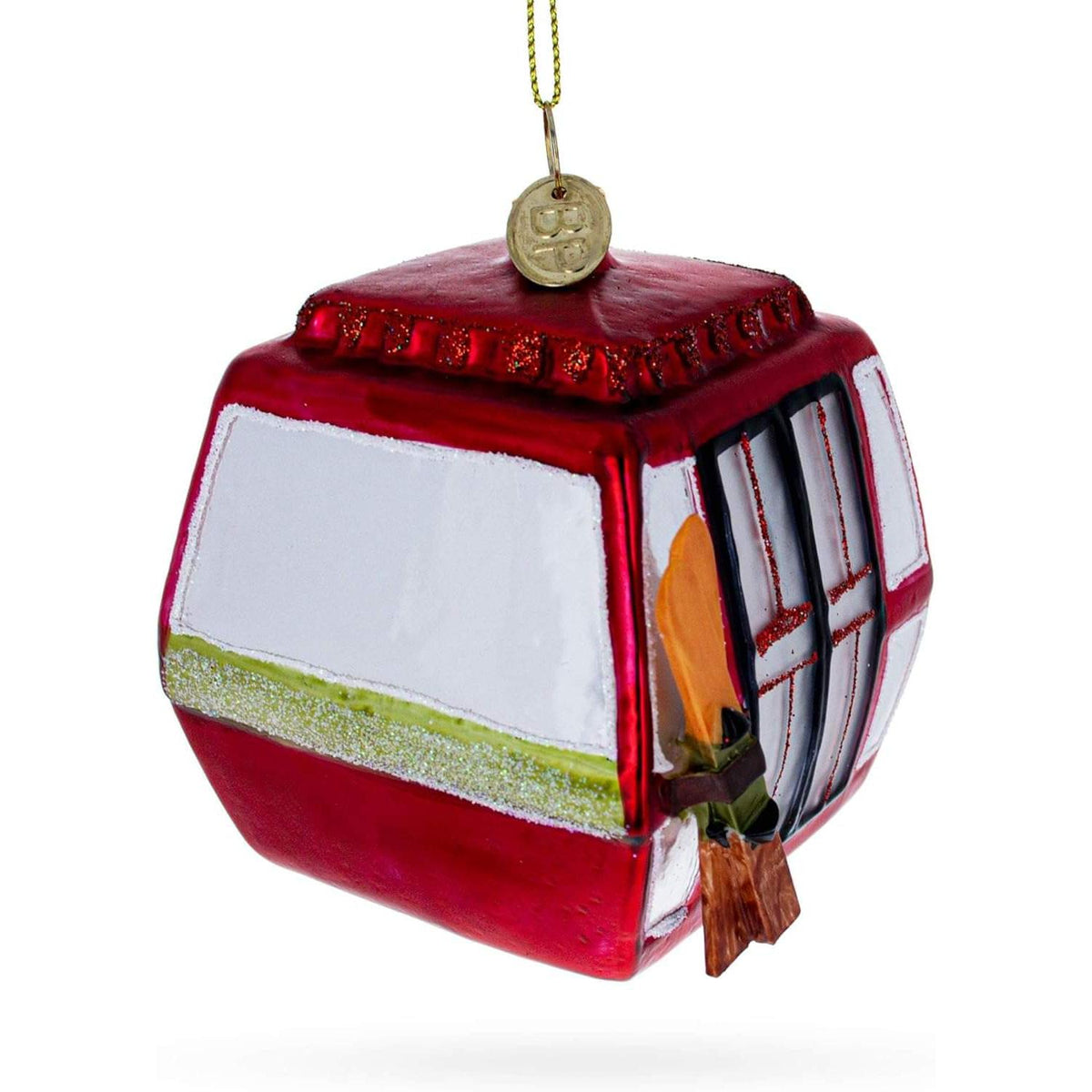 Ski Gondola Cable Car Glass Christmas Ornament