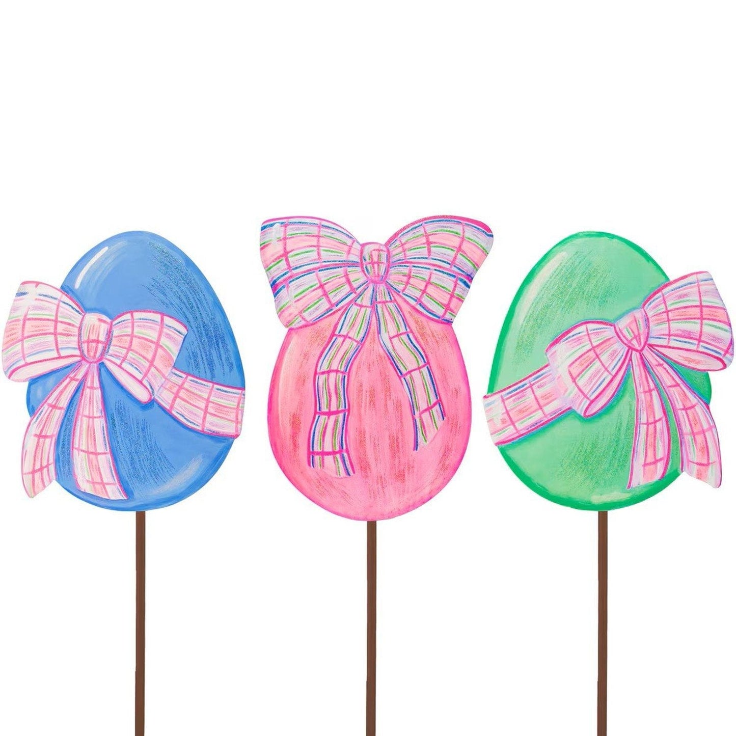 Small Eggs with Plaid Bows (Set of 3)