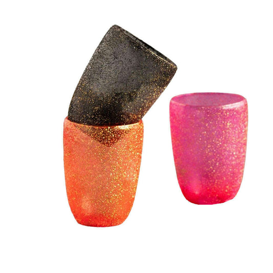 a couple of colorful cups