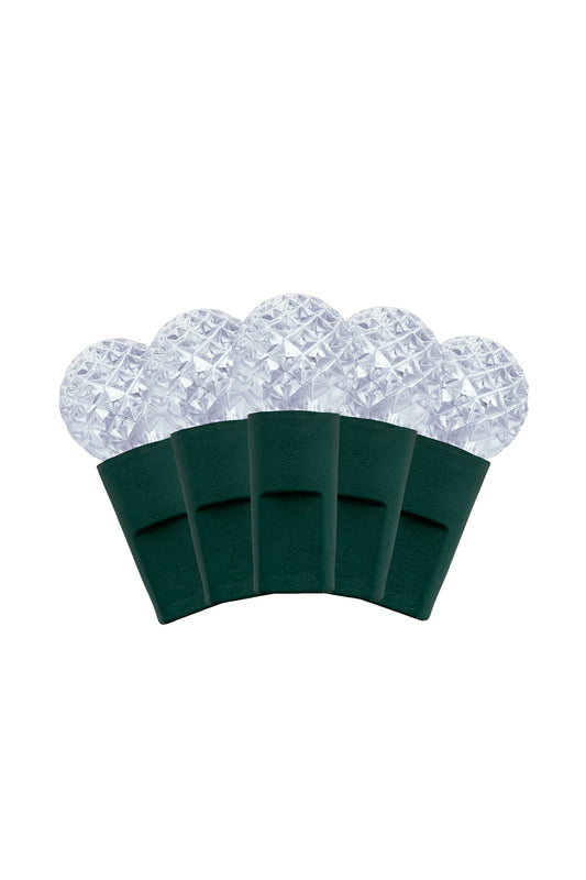 70 LED Indoor/Outdoor G12 Round Bulb Green Cable Christmas String Lights - Cool White