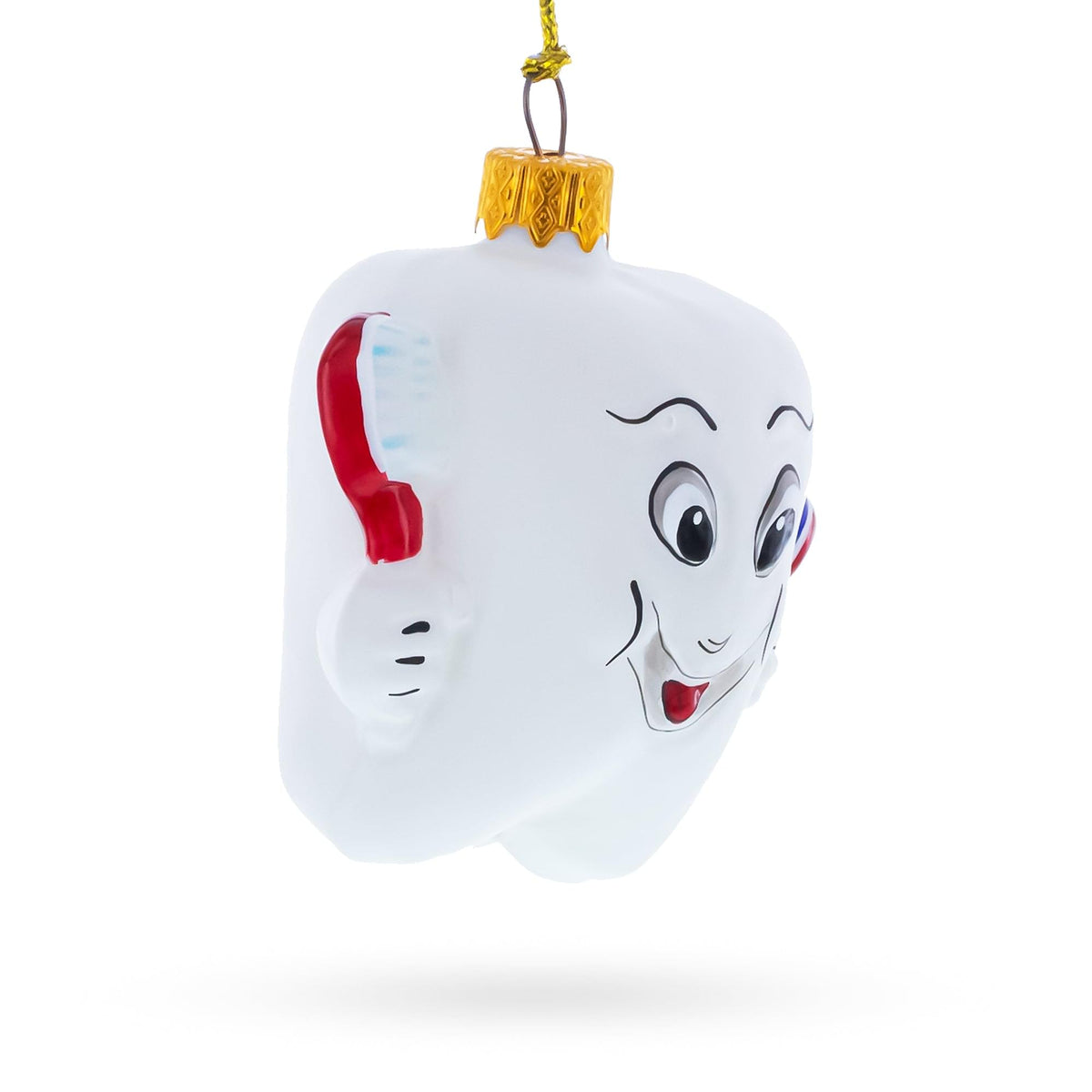 Smiling Tooth with Toothbrush and Toothpaste Dental Glass Christmas Ornament