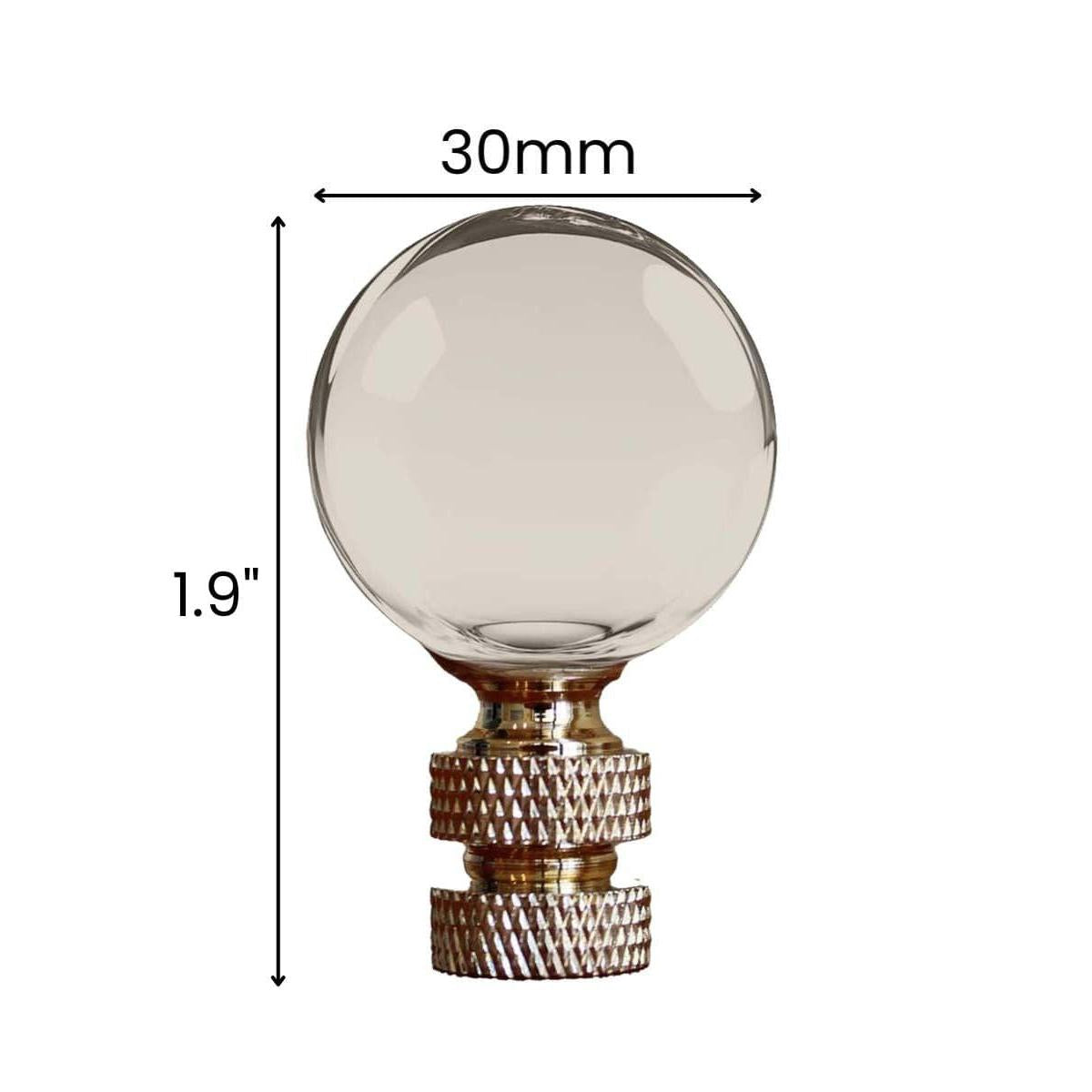 Smooth Ball Lamp Finial Crystal Amber Glass, 30mm