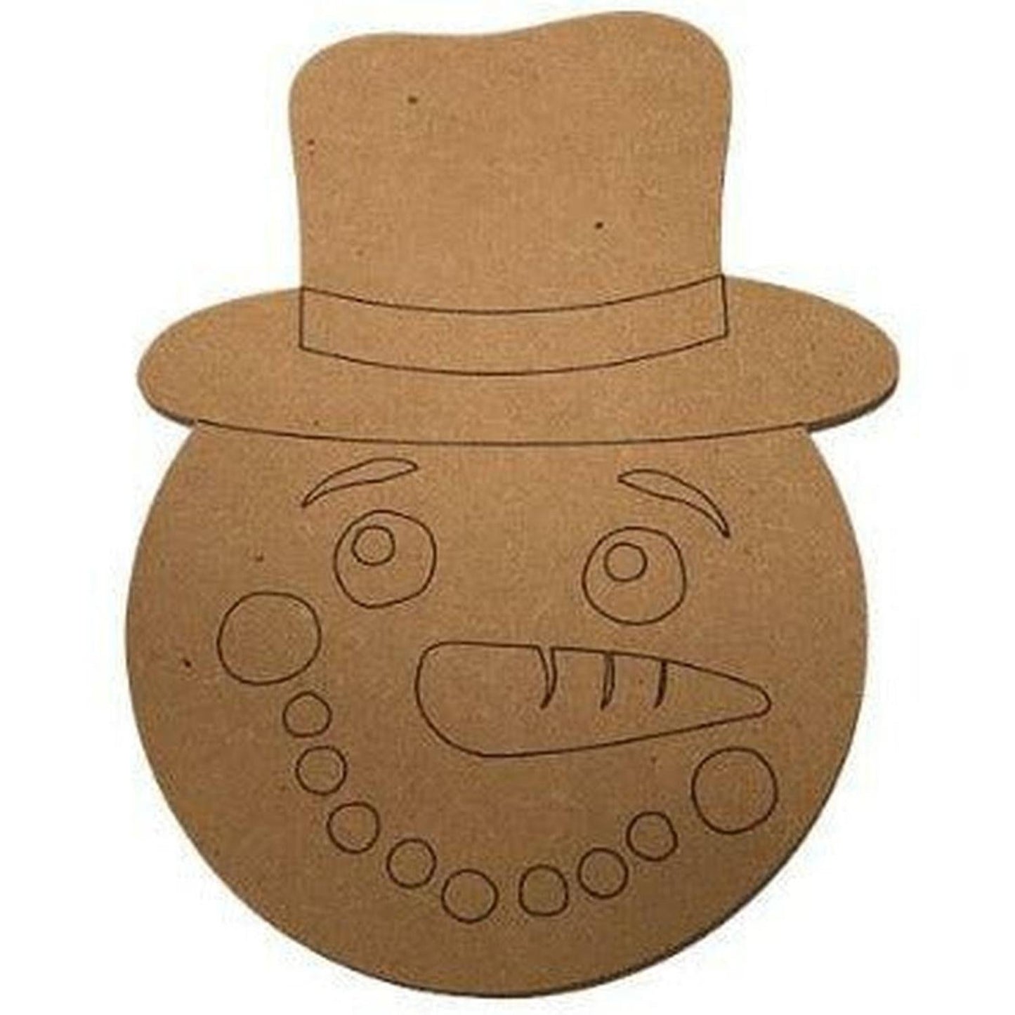 Snowman with Hat Unfinished Wood Cutout