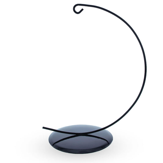 Solid Round Base Black Painted Metal Ornament Display Stand 7.8 Inches