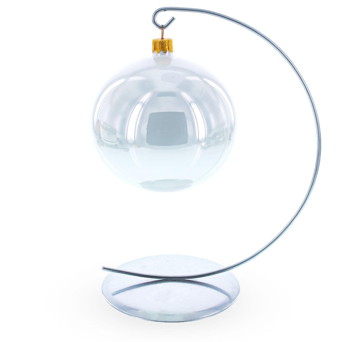 Solid Round Base Silver Metal Ornament Display Stand 7.8 Inches