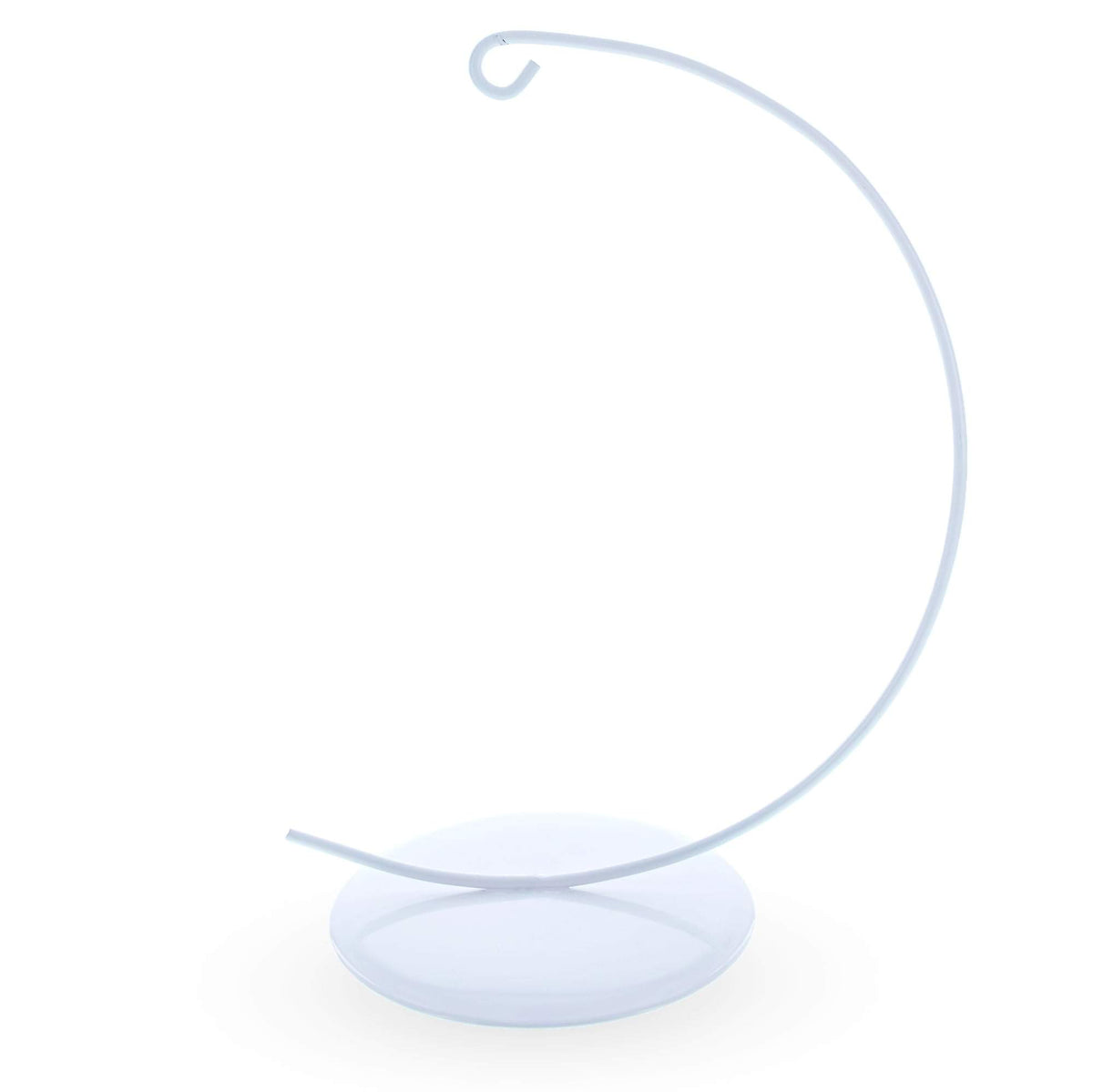 Solid Round Base White Painted Metal Ornament Display Stand 7.8 Inches