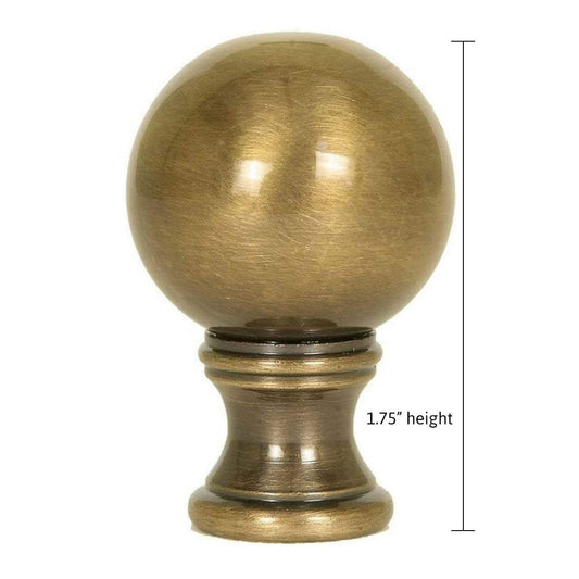 Solid Sphere Round Lamp Finial Antique Brass 1.75"h